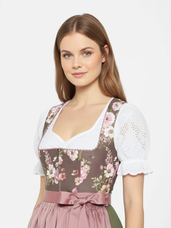 Berwin Maxi Dirndl 2pcs. 80cm "Lisa" brown/green