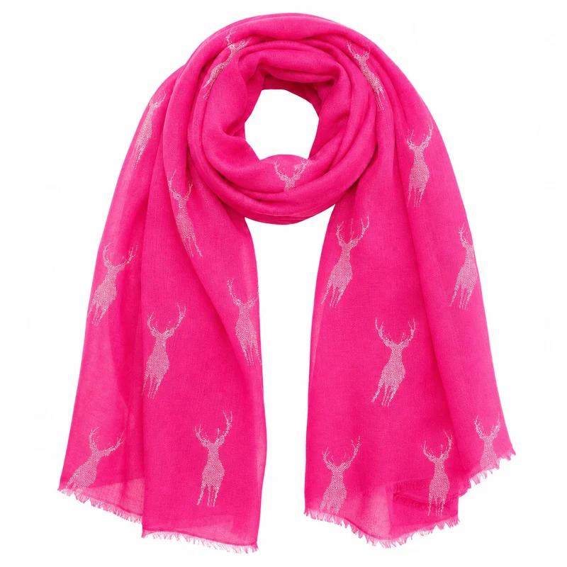 Trachten Halstuch Schal Uni mit Glitter Hirsch | Pink