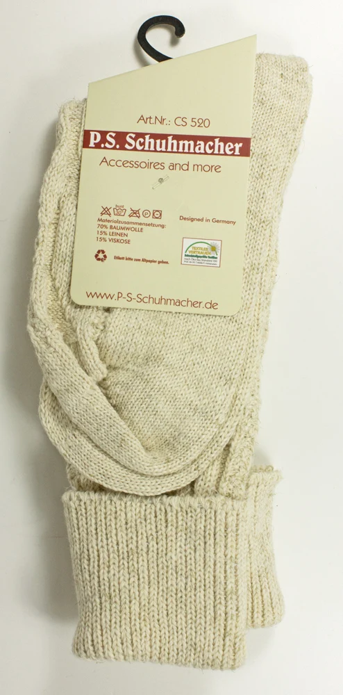 Kurze Trachtensocken mit Zopfmuster Natur