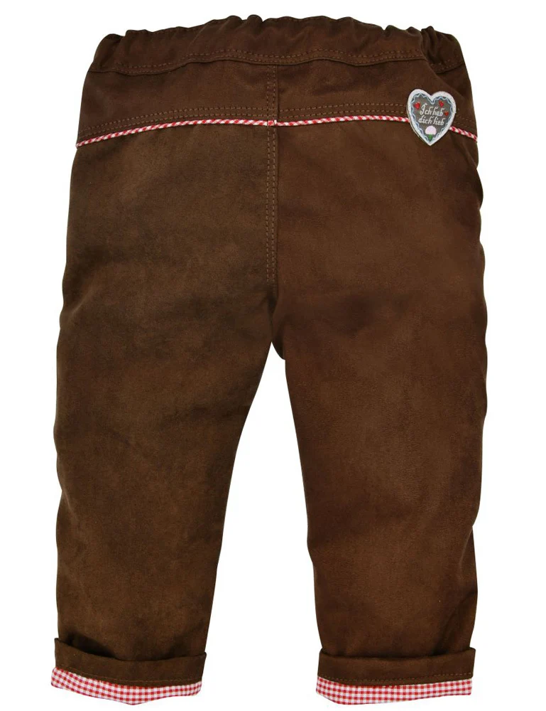 BONDI Baby Mädchen Trachten Kunstlederhose "Herzilein" gefüttert 86566 - Braun