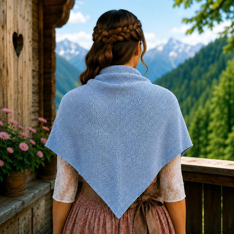 XL Strick Dreieckstuch - Schal 200 x 80 cm | Hellblau