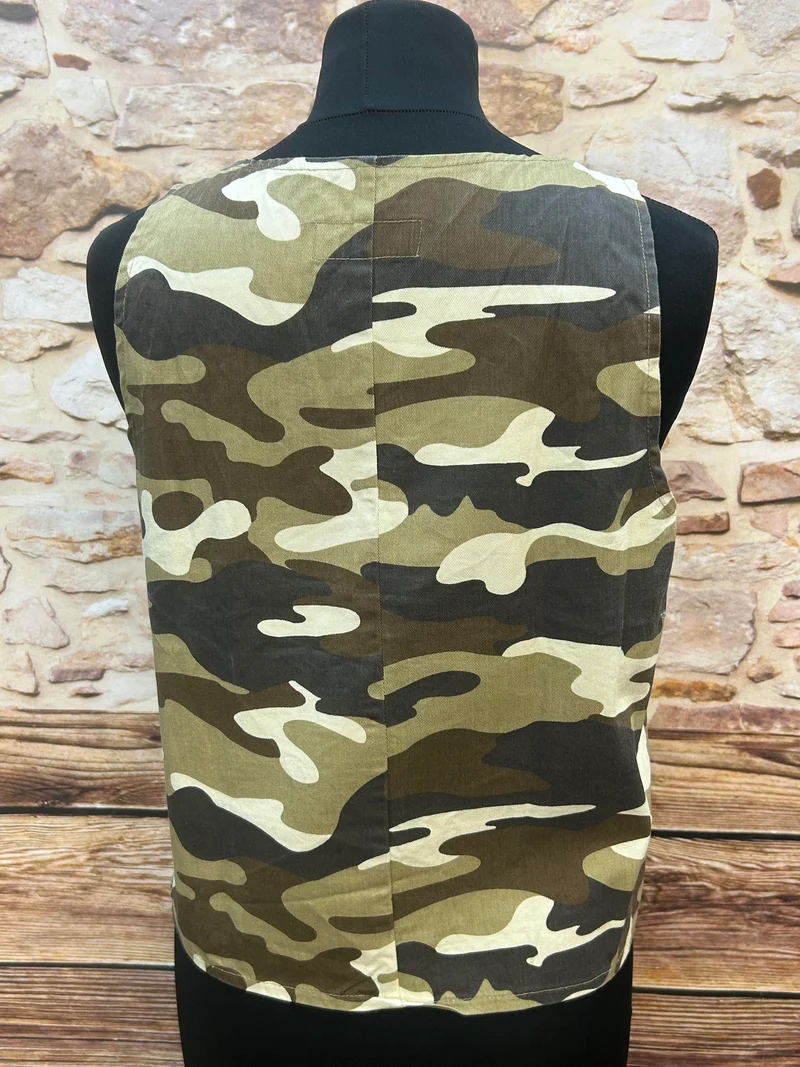 Vintage Camouflage Top Damen – Army Look Oliv Khaki – Größe ca. 40