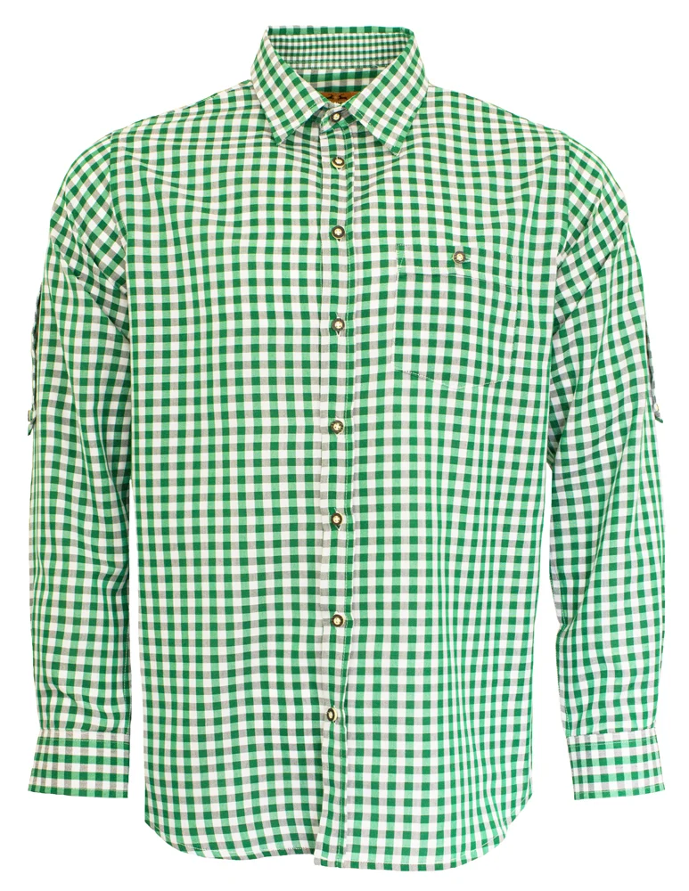 MADDOX Slim Fit Trachtenhemd "Niels" Kariert | Grün Weiß