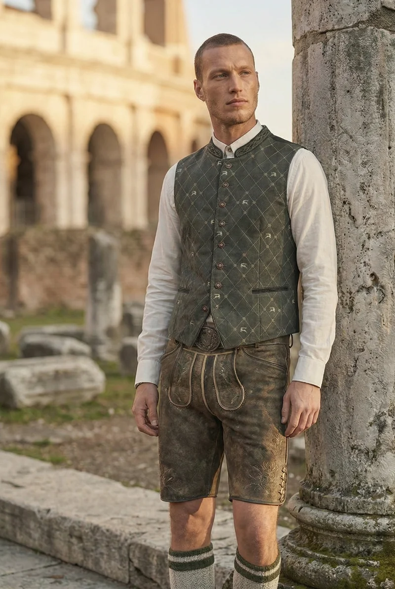 OS Trachten Men's Vest "john" green