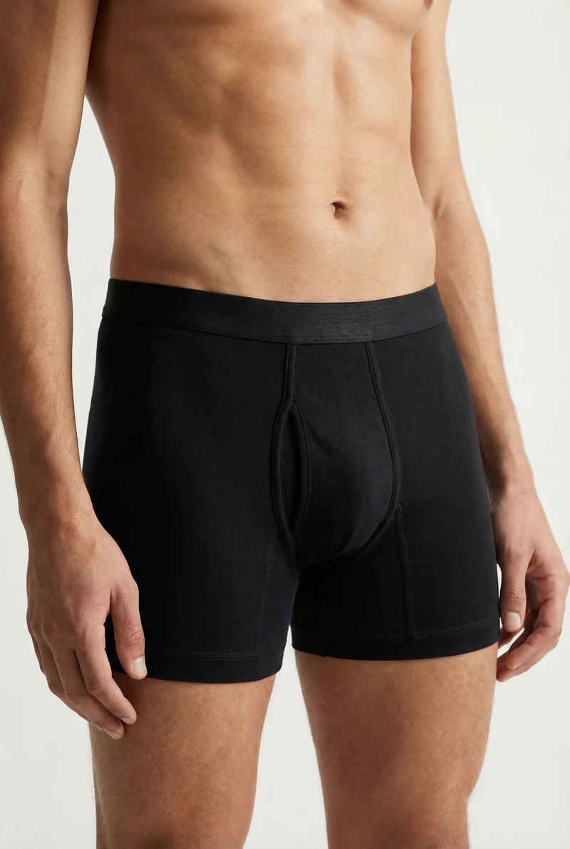 Trigema Premium Black Organic Cotton Fine Rib Boxer Briefs