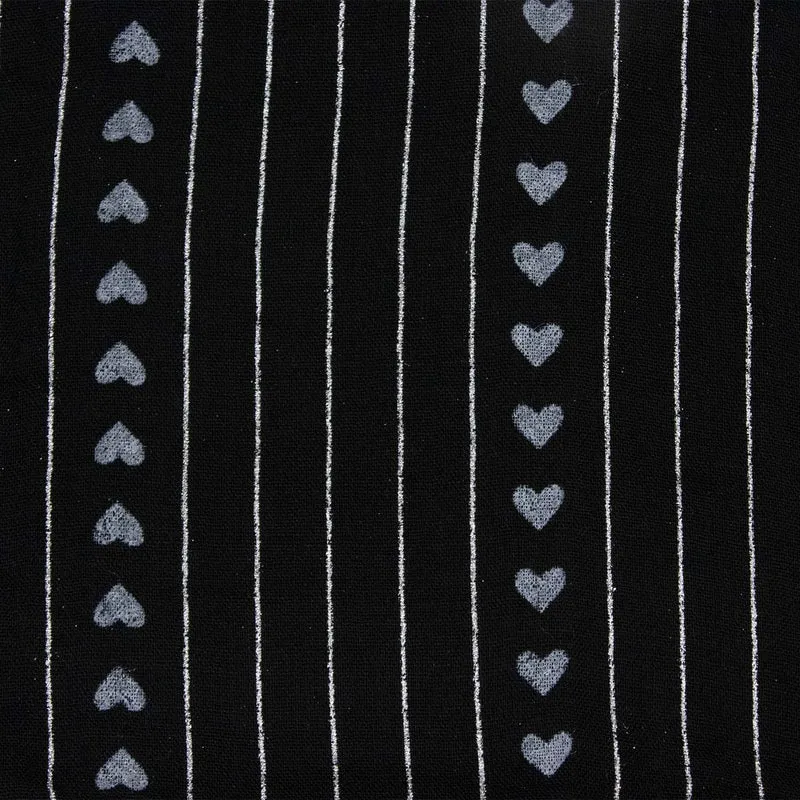 Halstuch Schal mit Herzen und Glitzer Streifen 185 x 70 cm | Schwarz