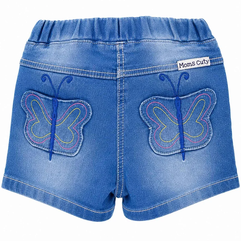 BONDI Baby Kinder Jeansshorts "Butterfly"- Blau 86584 | Kurze Jeans