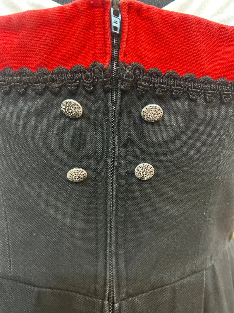 Vintage Dirndl rot schwarz - 3-teilig, Gr. 42/44