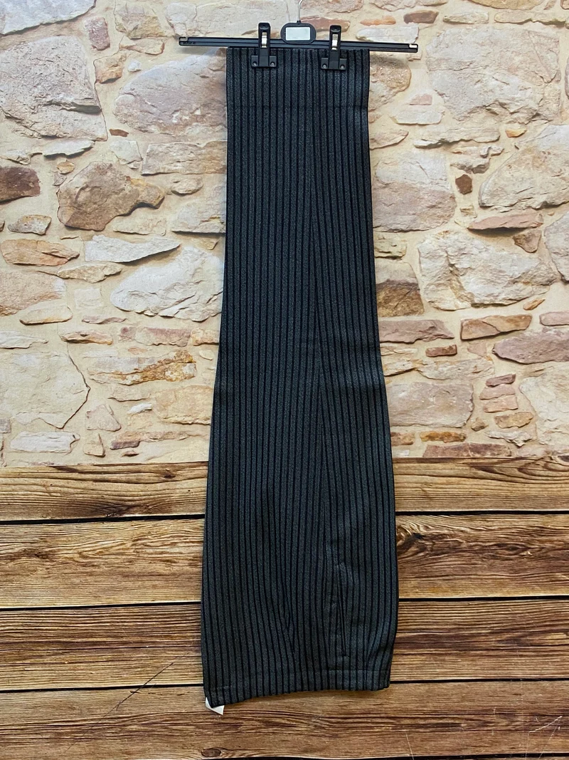 Vintage Stresemannhose Grau-Schwarz Gestreift – Größe 50 (Herren)