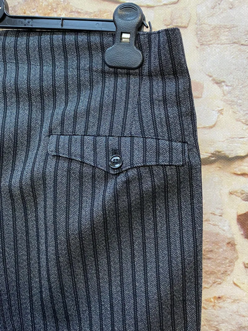 Vintage Stresemannhose Grau-Schwarz Gestreift – Größe 50 (Herren)