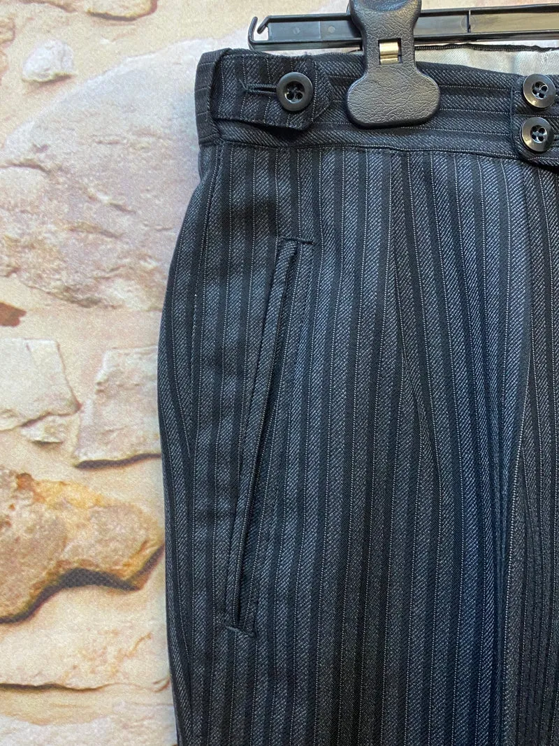 Vintage Stresemannhose Schwarz Gestreift – Größe 48 (Herren)