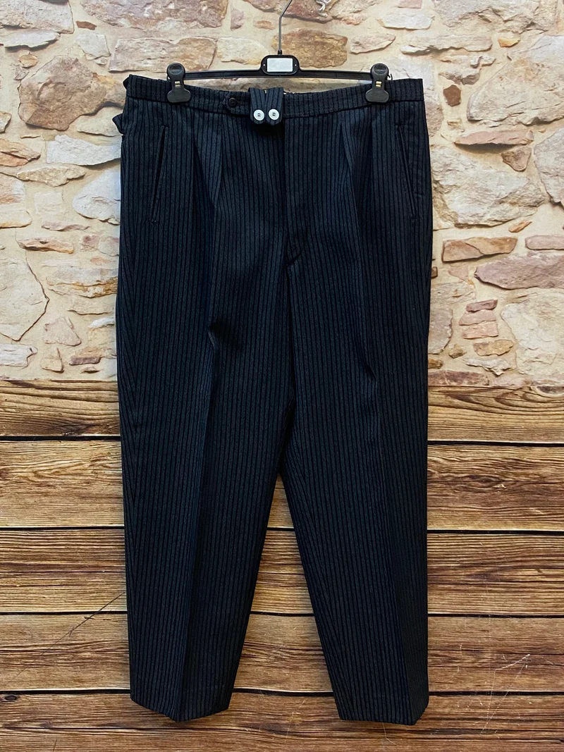 Vintage Stresemannhose Gr. 52 – 100% Wolle, grau/schwarz gestreift
