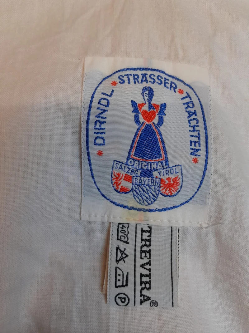 Vintage Dirndl rot mit Bluse & Schürze Strässer Trachten Gr. 44