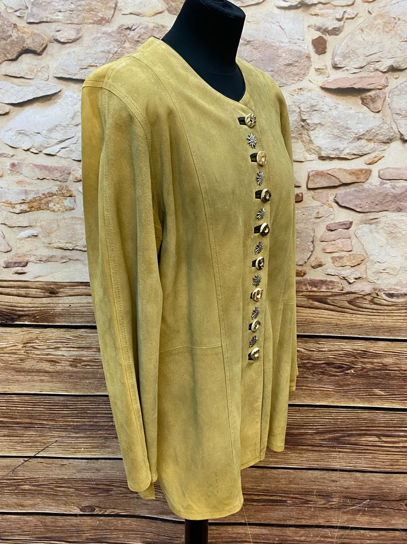 Vintage Trachtenjacke Damen Gr. 40 Vice Country Leder Gelb