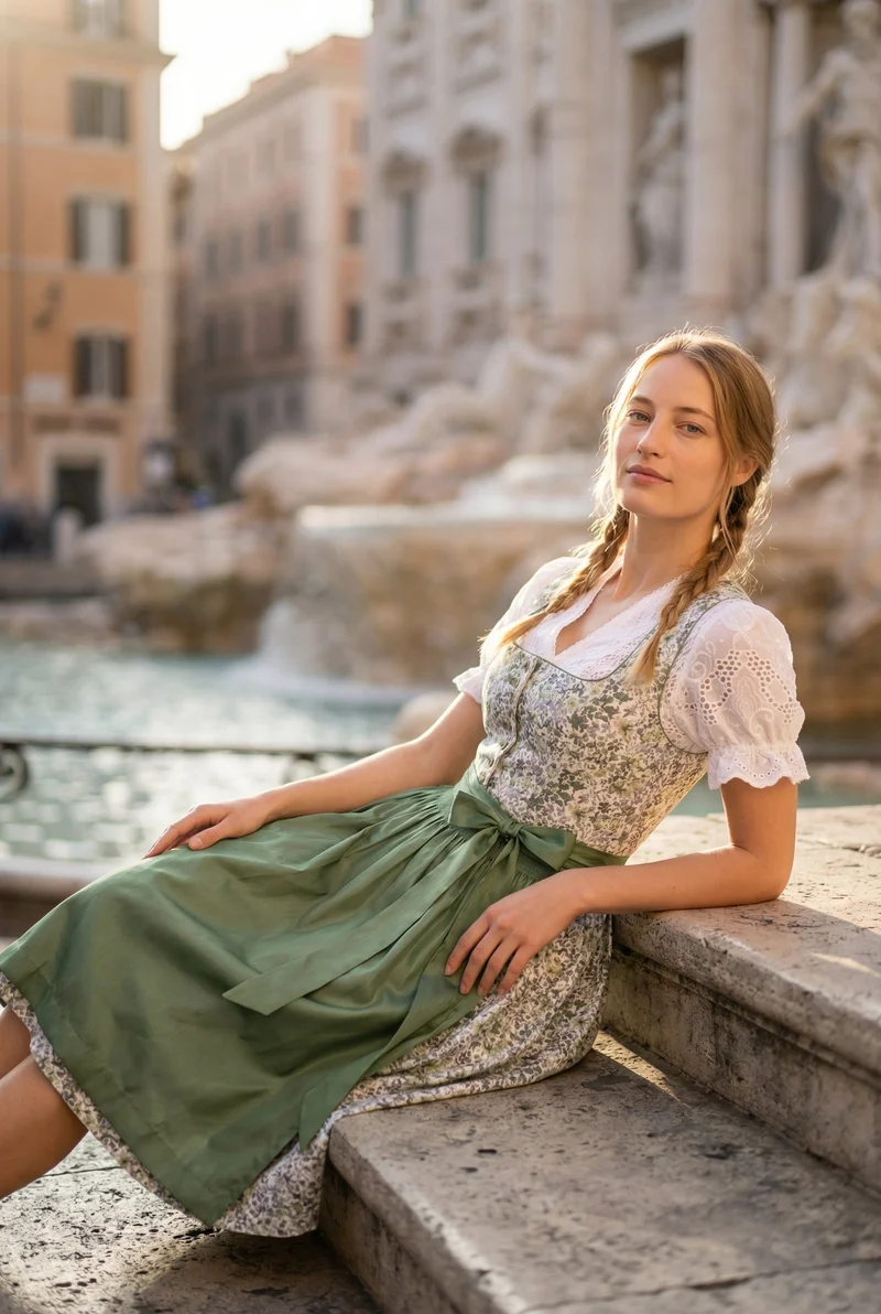Berwin Long Dirndl 2pcs. 70cm "Anna" green