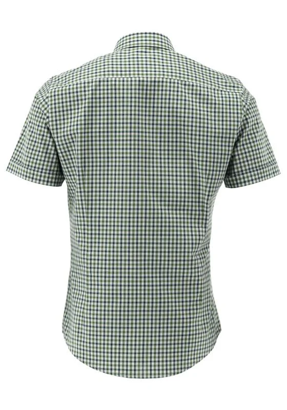 OS Trachten Men's 1/2 Sleeve Slim Fit Shirt "Jimmy" green