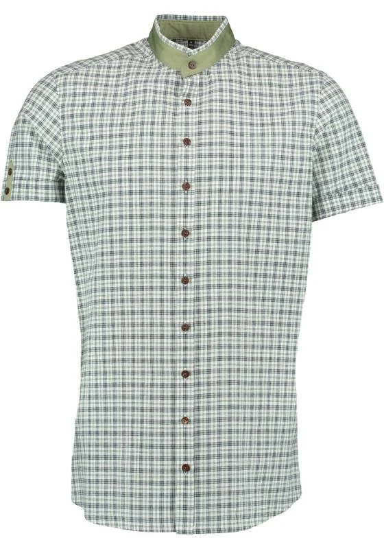 Gipfelstürmer Men's 1/2 Sleeve Slim Fit Shirt "Wiesn" green