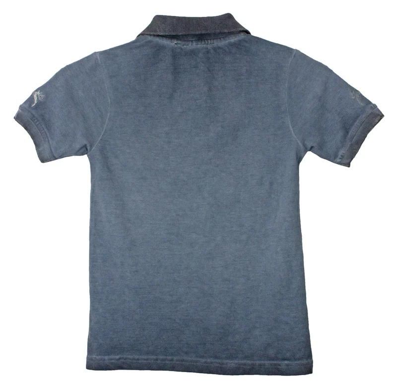 Isar-Trachten Kinder Poloshirt "Kilian" im Used Look | Jeansblau