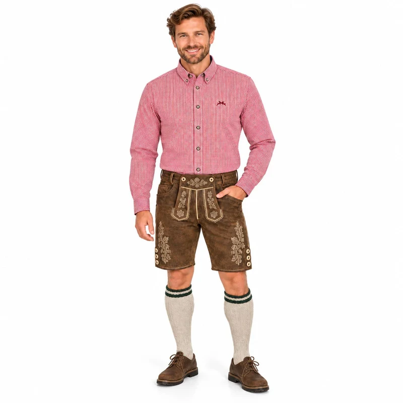 MADDOX Kariertes Herren Trachtenhemd - Hemd-47 | Rot