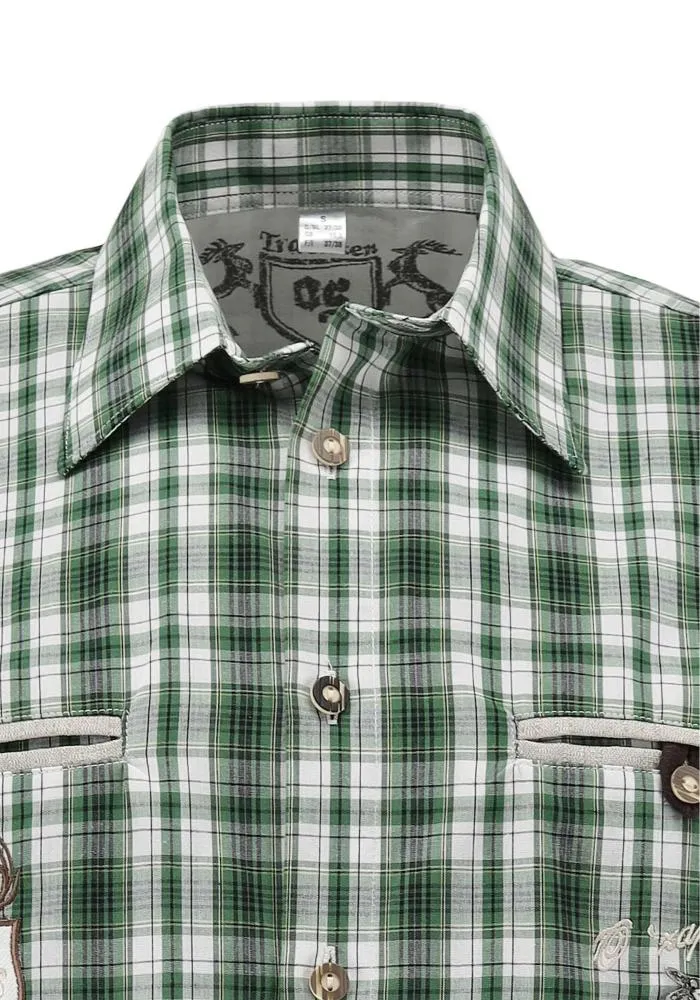 OS Trachten Men's 1/2 Sleeve Regular Fit Shirt "Bruce" green