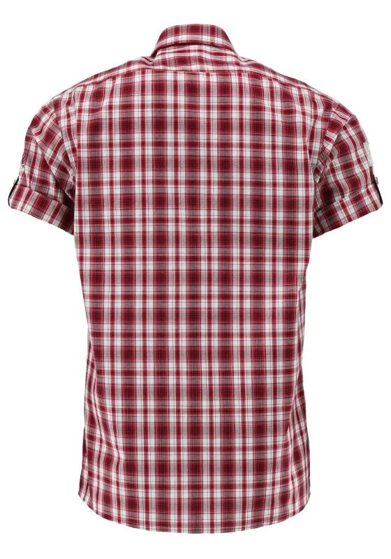OS Trachten Men's 1/2 Sleeve Regular Fit Shirt "Bruce" red