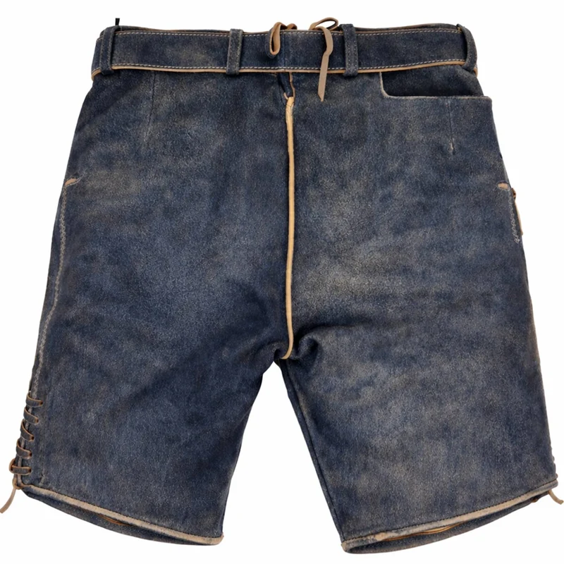 MADDOX Kurze Lederhose "Wetzikorn" mit Stickerei | Graphit