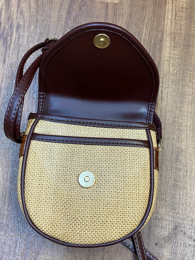 Vintage Dirndl-Handtasche Natur Braun mit Edelweiß