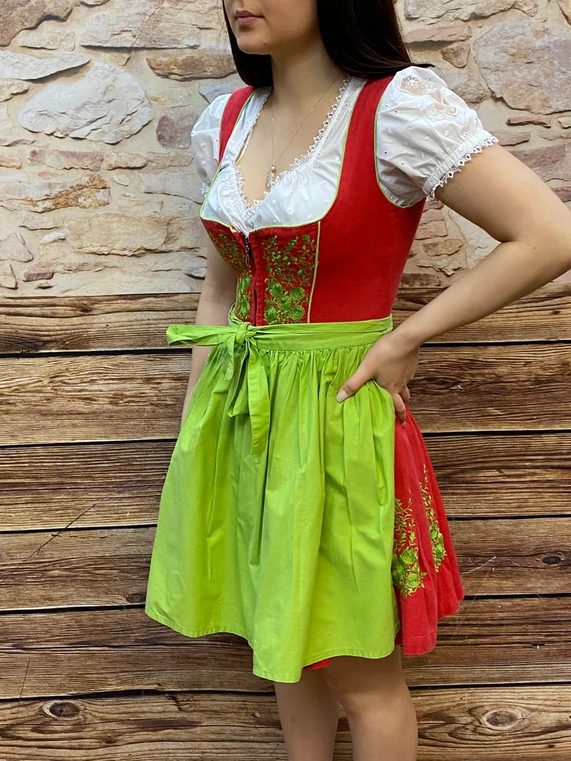 Vintage Dirnd rot grün - Gr.34