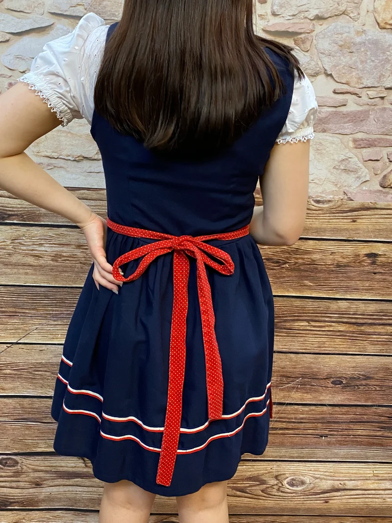 Vintage Dirndl dunkelblau rot - Balkonett - Gr. 34