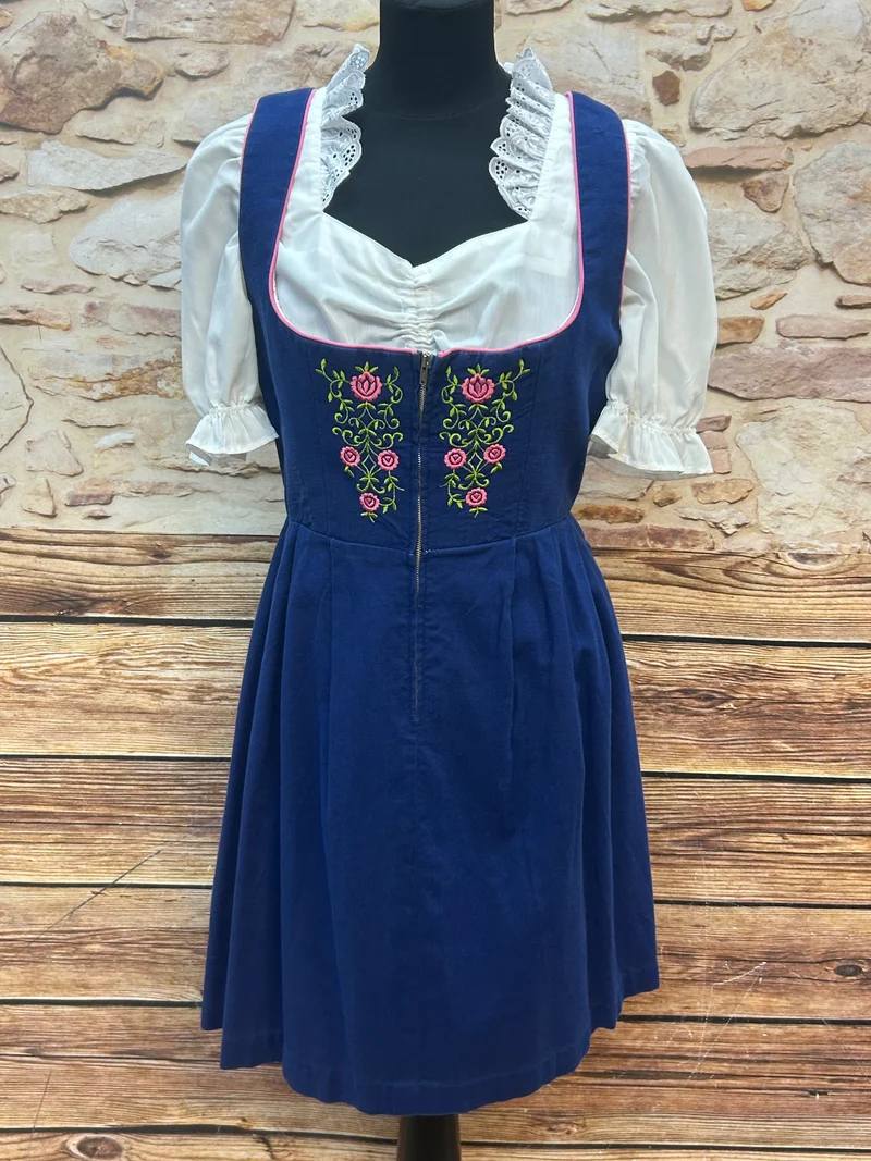 Vintage Dirndl blau grün - 3-teilig, Gr. 42