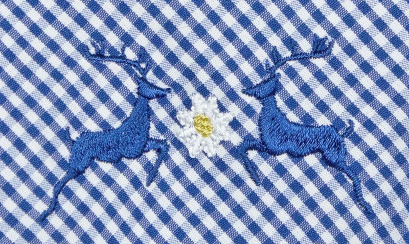 Maddox Damen Langarm Trachtenbluse Innsbruck - Blau Kobalt