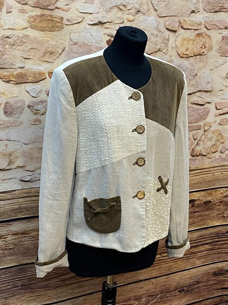 Vintage Trachtenjacke Damen Gr. 40 Meico Landhausstil Beige Braun