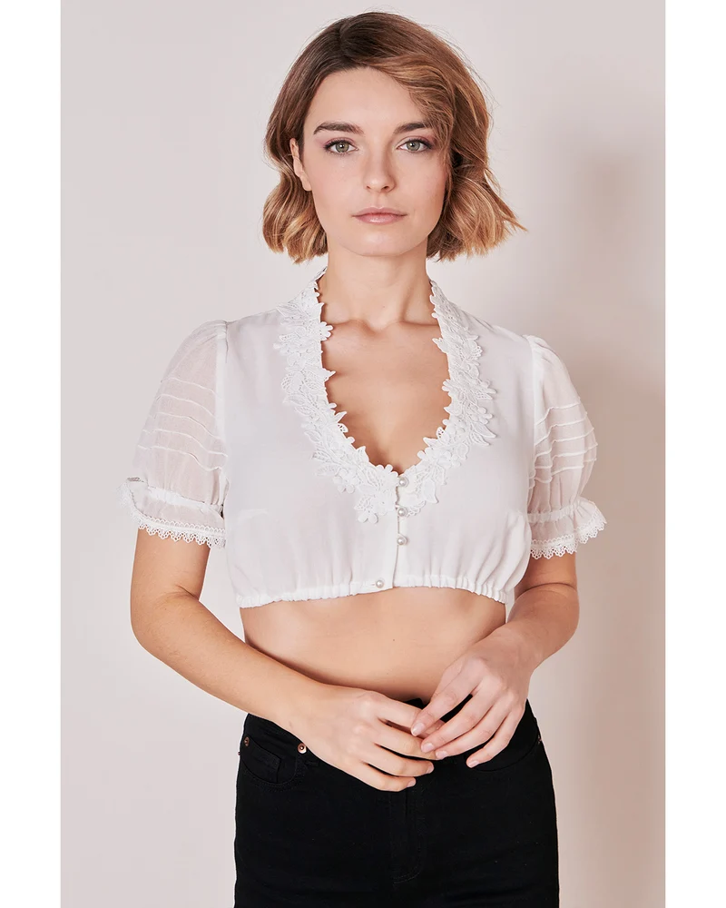 Krüger Collection Dirndlbluse "Luka" Kurzarm 211466 | Ecru