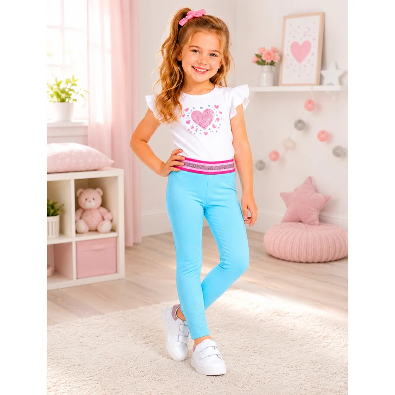 BONDI Baby Mädchen Leggings mit Glitzersteinen 36207 | Blau