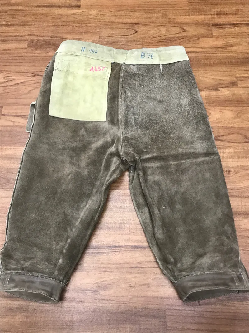 Vintage Lederhose Herren Kniebund Gr. 48 – beige Trachtenhose Echtleder