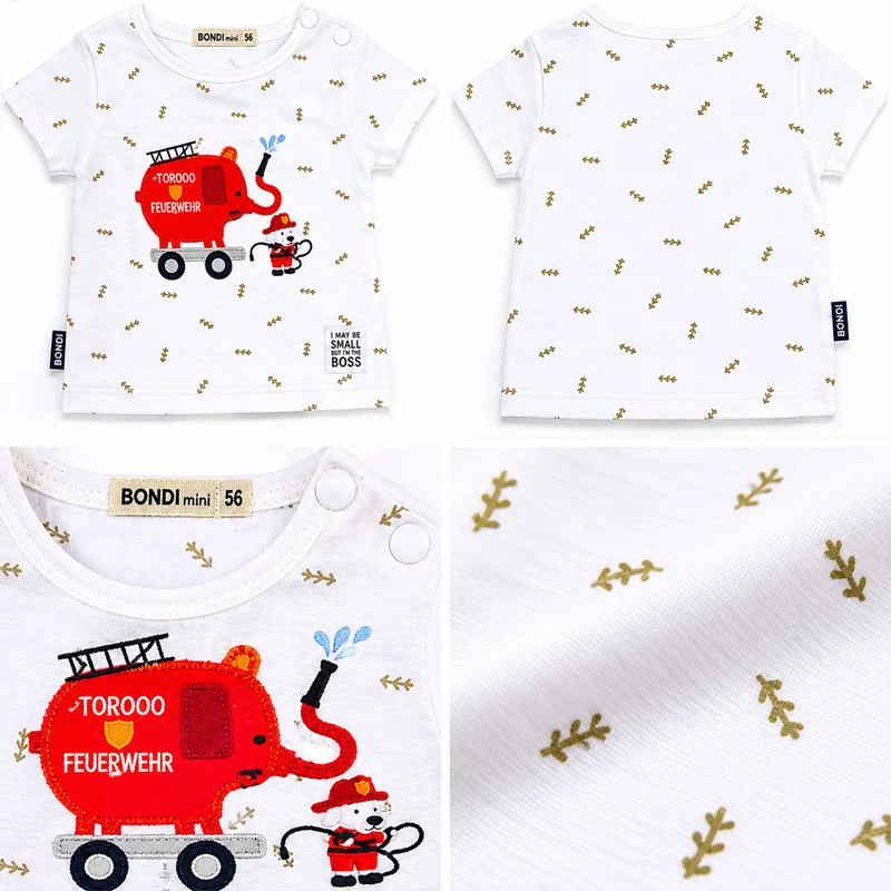 BONDI Baby Kleinkinder T-Shirt "Feuerwehr" 93681 | Weiß - Kurzarmshirt