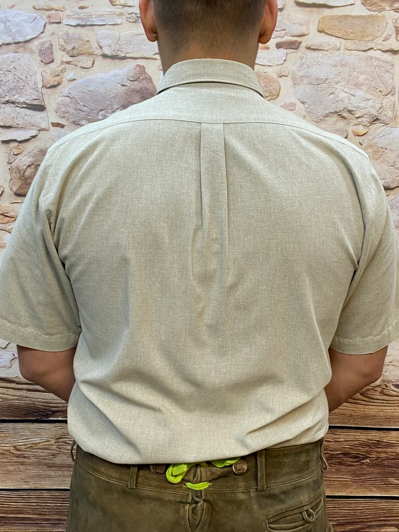 Trachtenhemd Herren – OS Trachten – Beige – Gr. M / Kragenweite 39