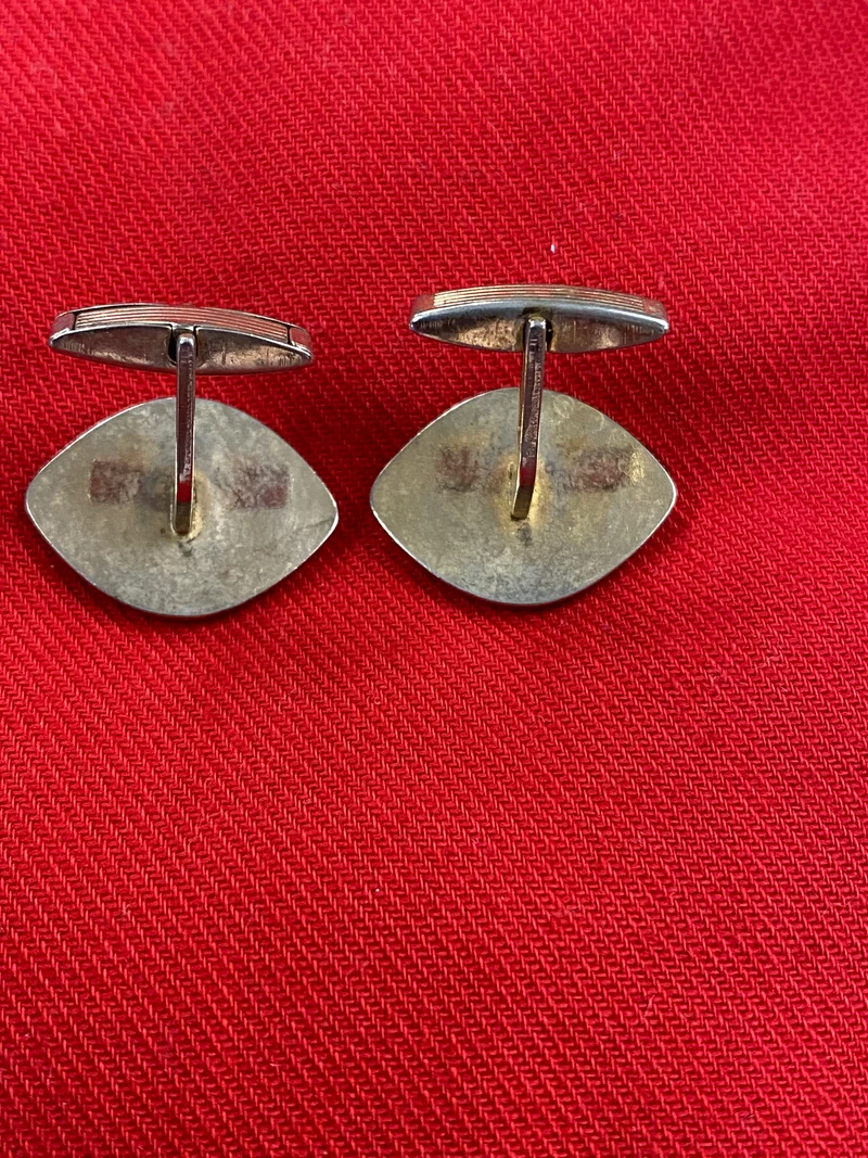 Alte Manschettenknöpfe goldfarbend Vintage Katzenaugen Cabochon Sammler