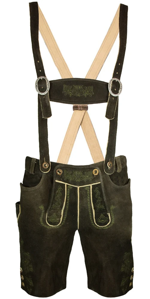 SCHWEIGERT´s Kurze Hirsch Lederhose Hector mit Träger - Moor Dunkelbraun | Exklusiv von MADDOX