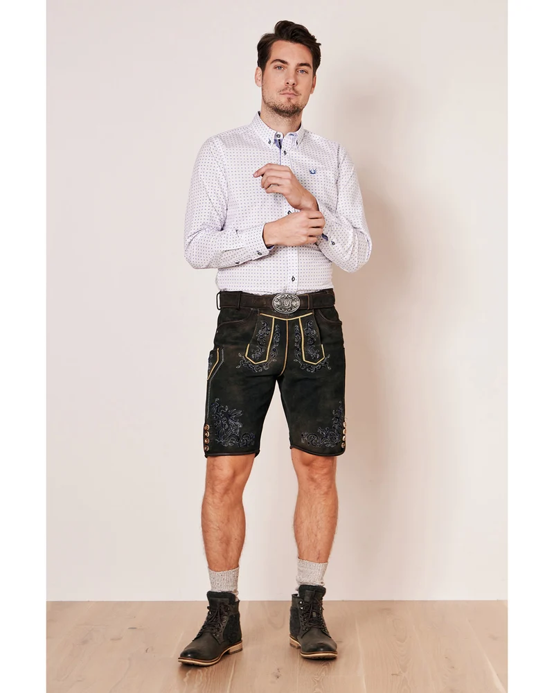 Krüger BUAM Trachtenhemd "Johann" mit Muster 912467 | Weiß Blau