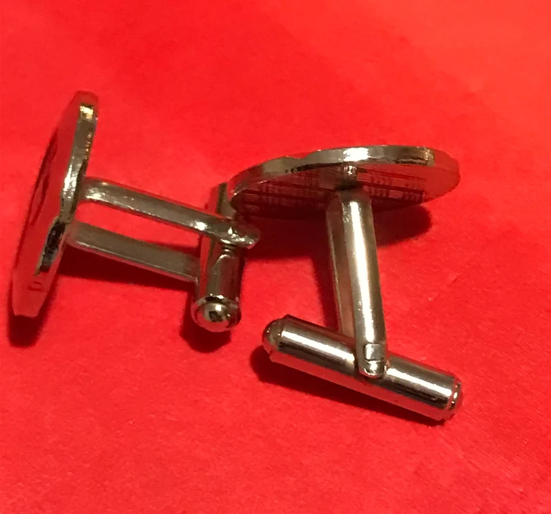 Vintage Manschettenknöpfe Silber Rund mit dunkelblauem Stein