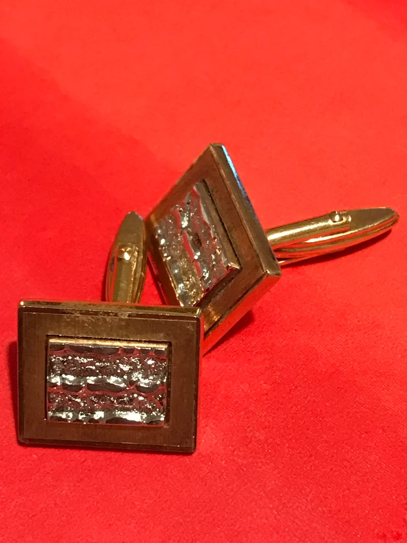 Vintage Manschettenknöpfe Goldfarben – geometrisches Retro Design