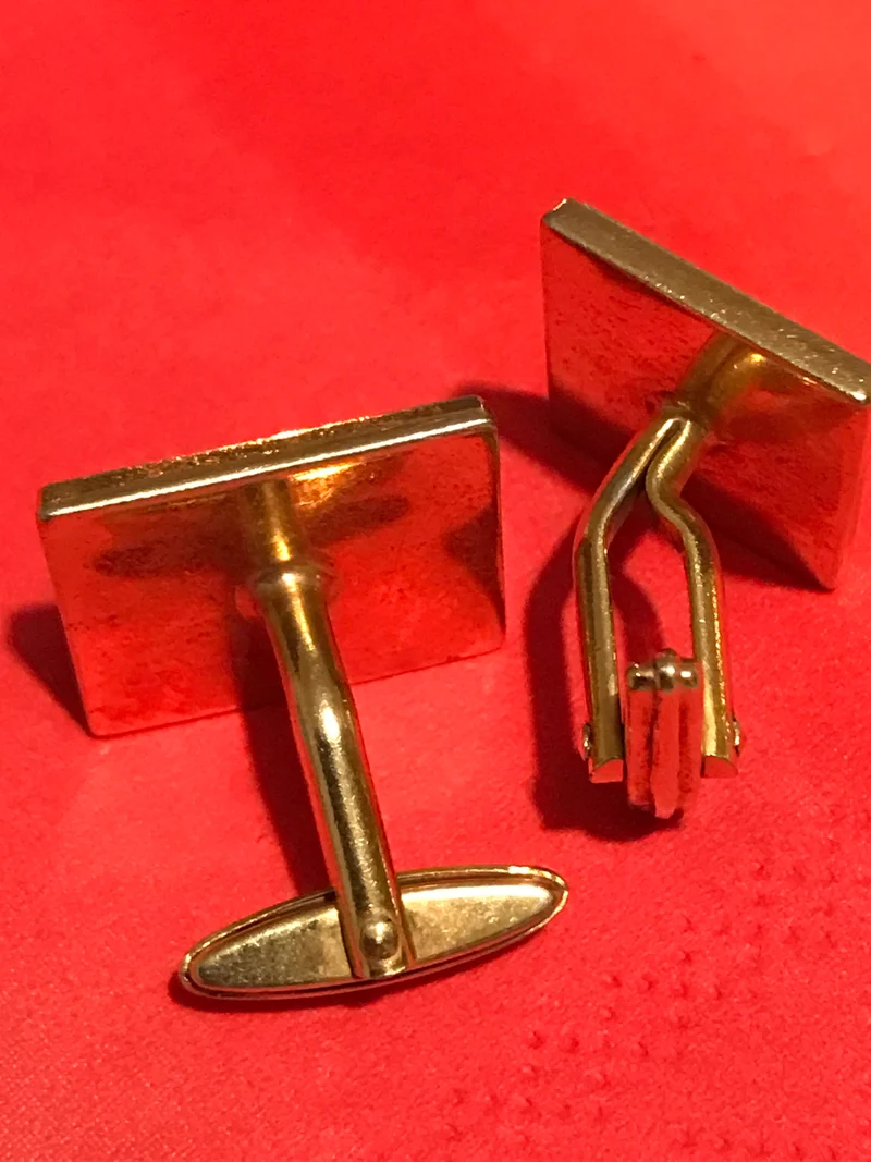Vintage Manschettenknöpfe Goldfarben – geometrisches Retro Design