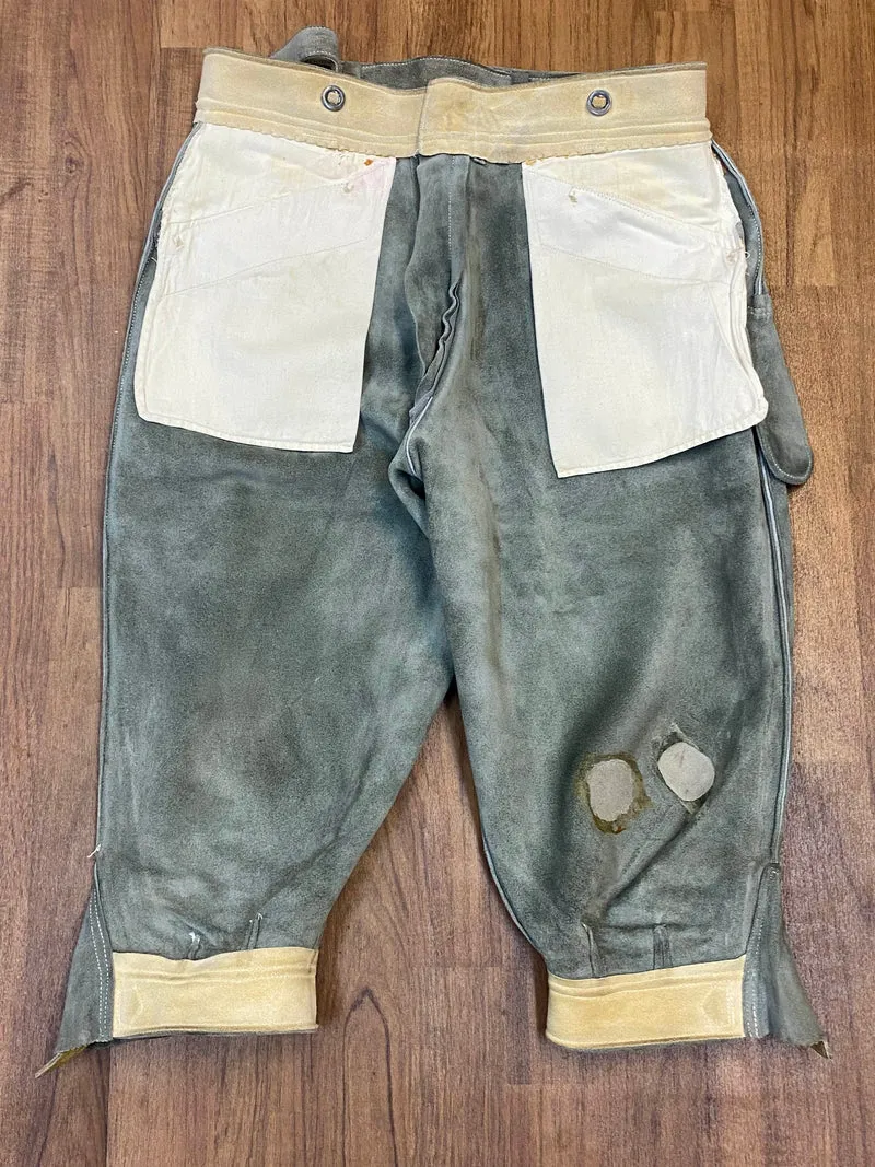 Vintage Lederhose Herren Kniebund Gr. 50 – grau echte Trachtenhose