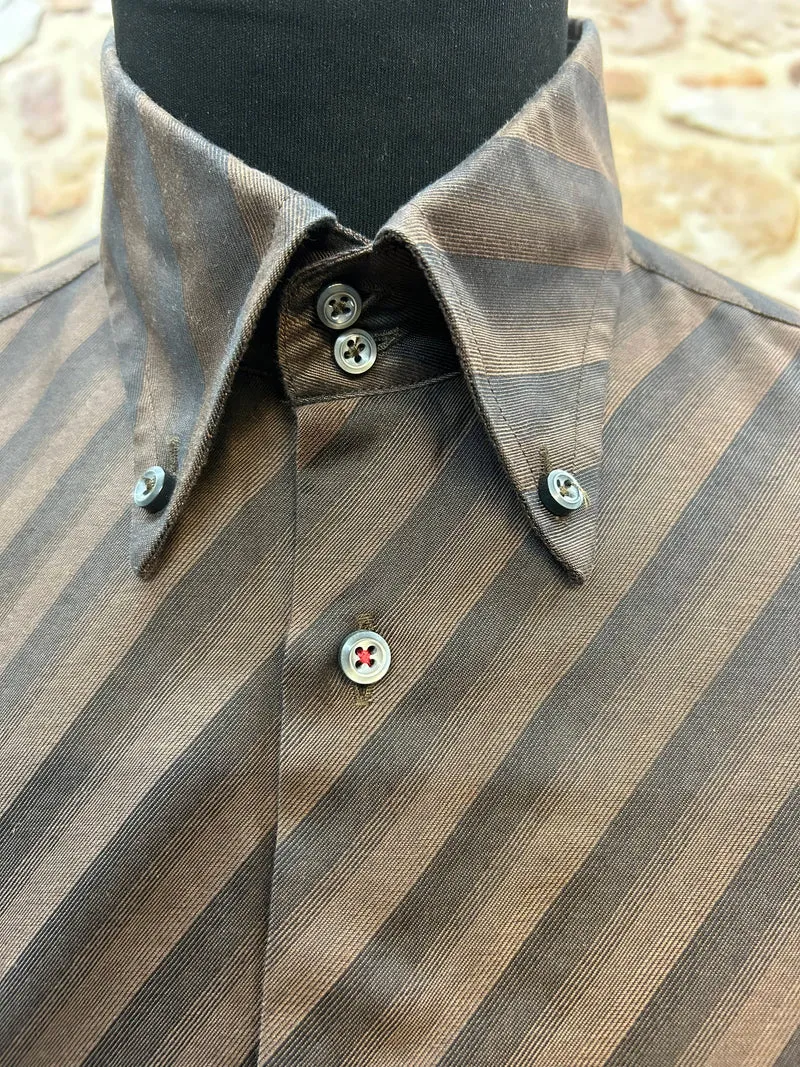 Vintage Hemd Herren Venti braun gestreift Größe 40