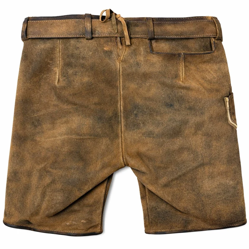 MADDOX Kurze Lederhose "Rolli" mit Gürtel | Antik Zirbe