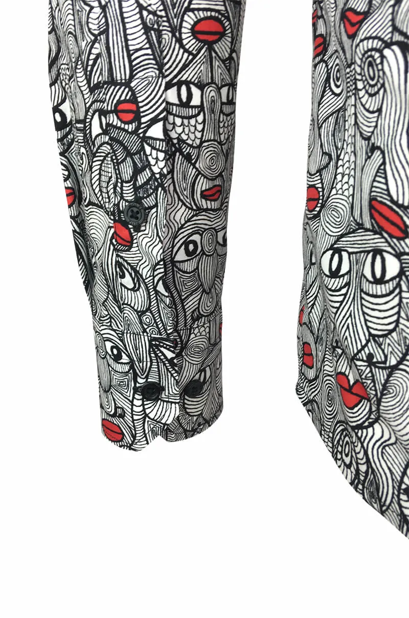 Red Lips E. Teeuw Printed Long Sleeve Men's Shirt