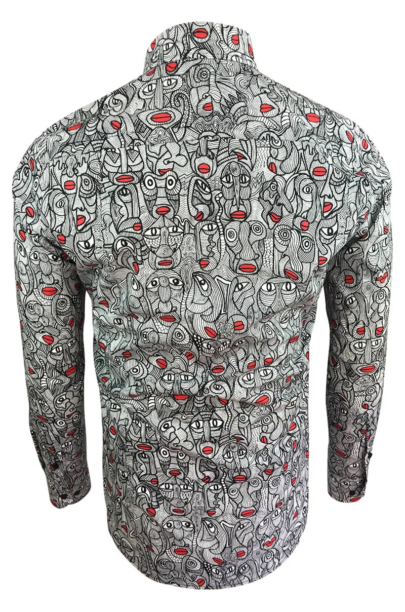 Red Lips E. Teeuw Printed Long Sleeve Men's Shirt