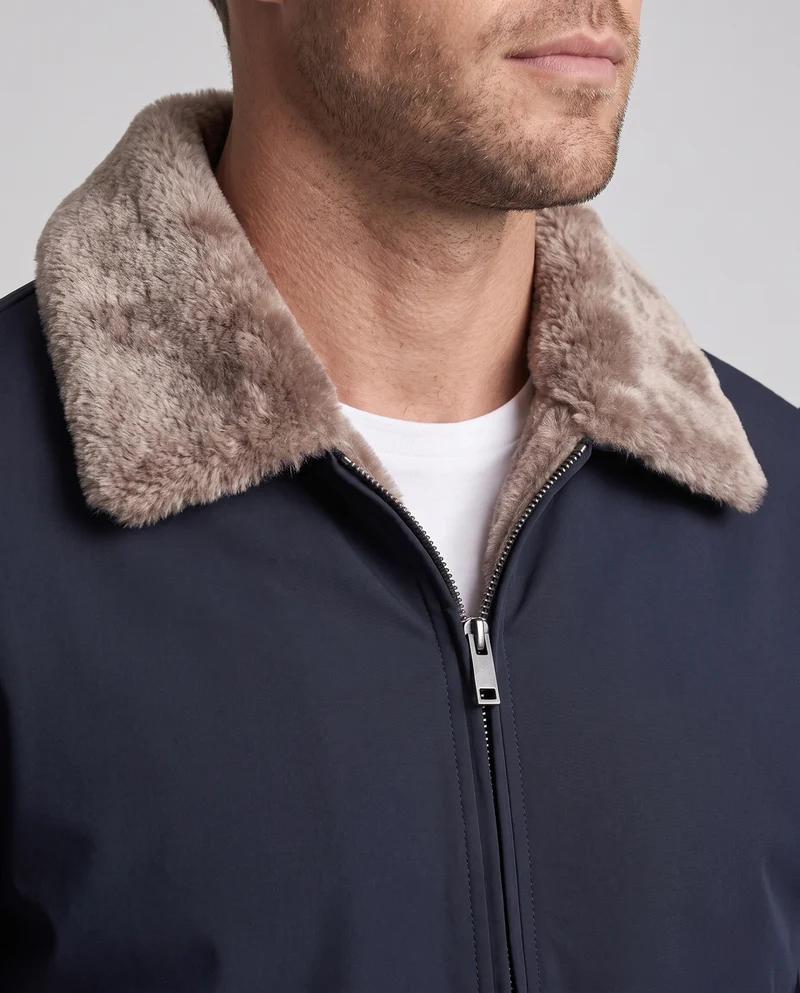 Herren Gefütterte Übergangsjacke mit kuscheliger Teddy-Innenfütterung und Stehkragen Nord Taschen