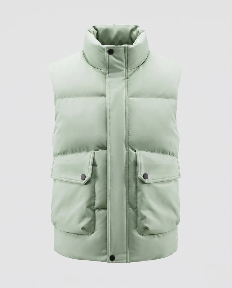 Herren Gepolsterte Ärmellose Thermoweste im urbanen Layering‑Style mit hohem Stehkragen und aufgesetzten Klappentaschen Nord Taschen
